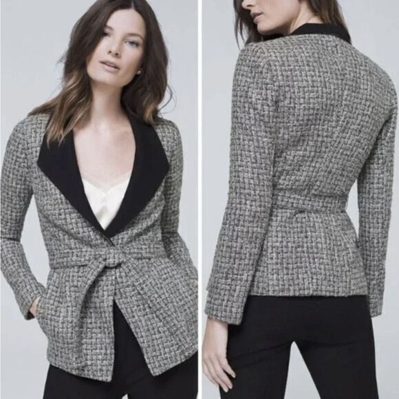 NEW White House Black Market Belted Tweed blazer Jacket , 10P - Picture 1 of 16